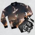 Men's Bomber Jacket - Midnight City Skyline | Echovira...