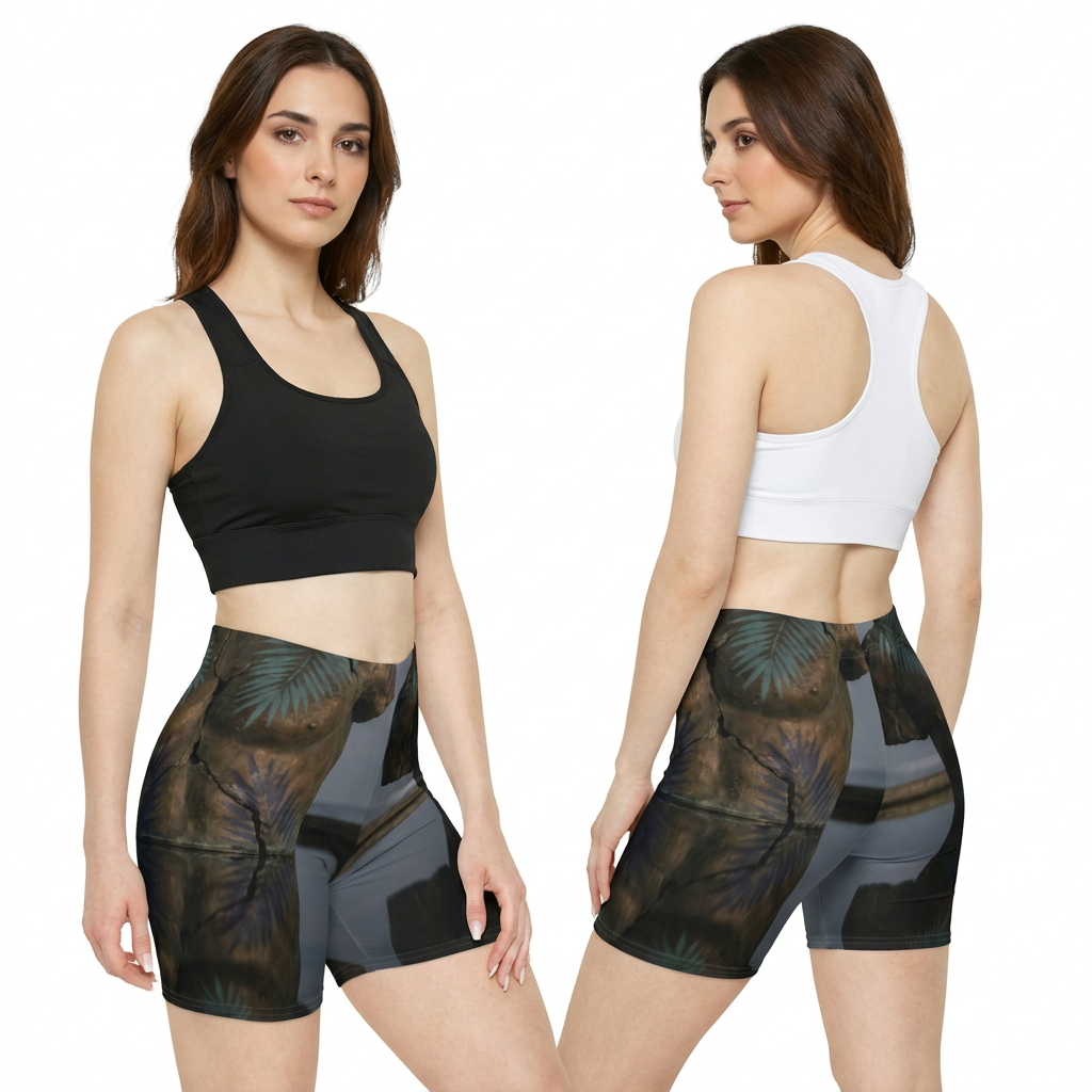Women's Biker Shorts Bronze Torso Art
