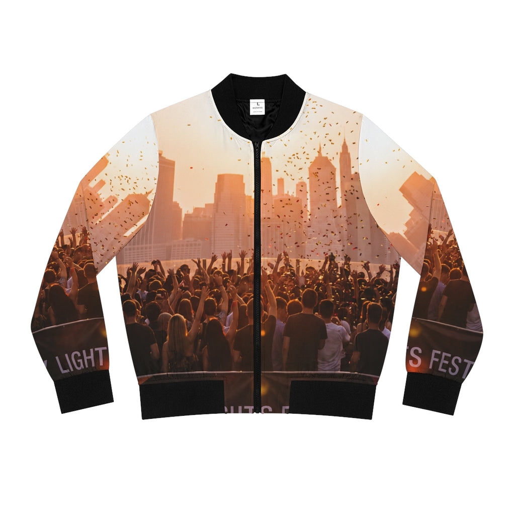 Women's Bomber Jacket - City Lights | Echovira Gallery