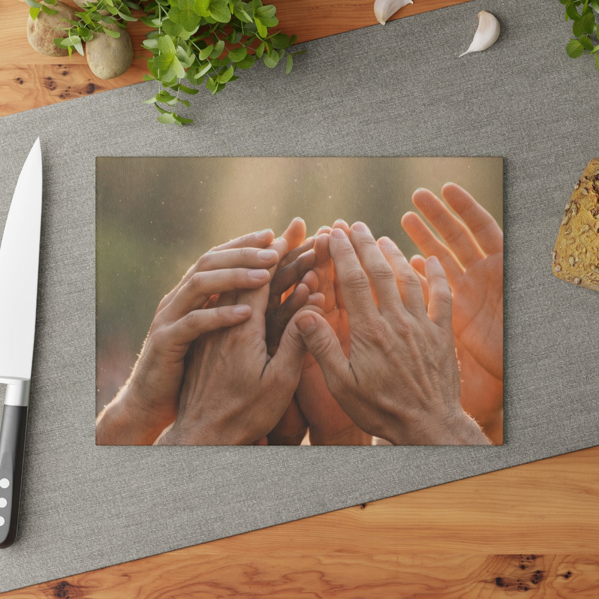 Glass Cutting Board - Golden Rays of Unity Wall Art |...