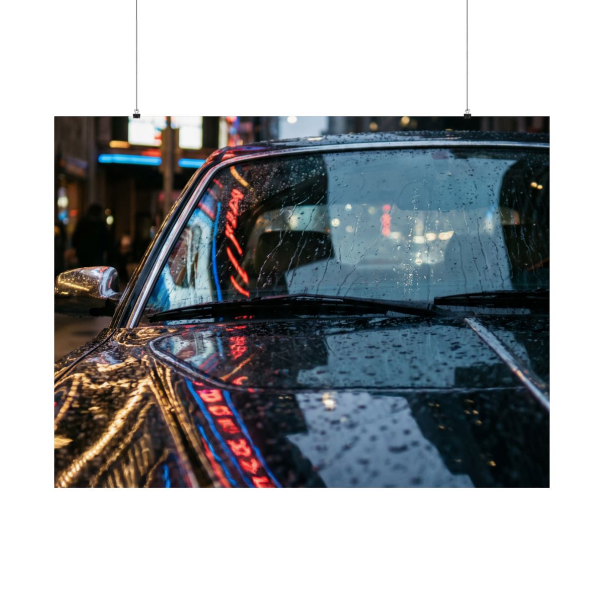 Matte Horizontal Posters - Rainy Neon City Street View... |...