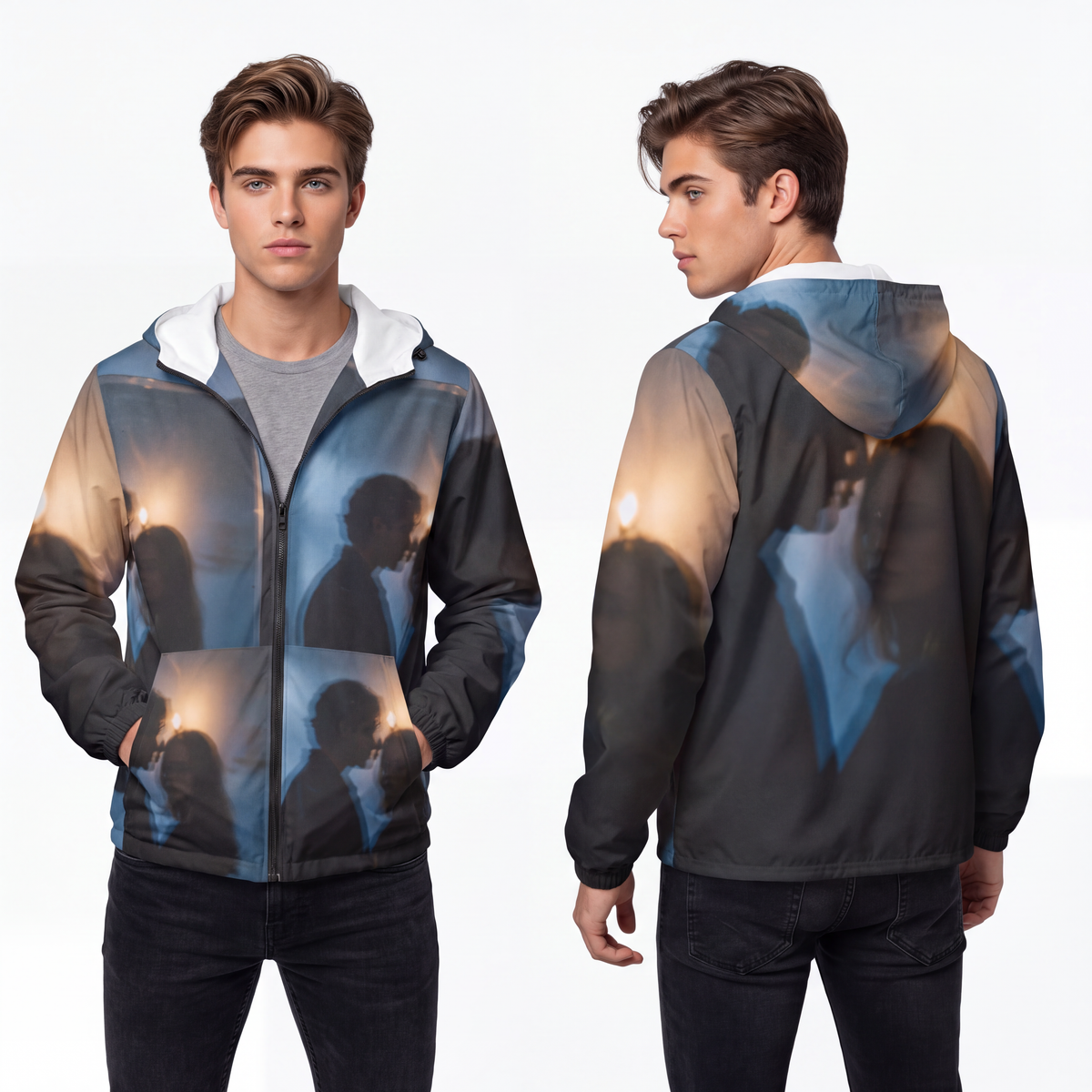Men's Midnight Shadow Windbreaker - Aesthetic Outerwear |...