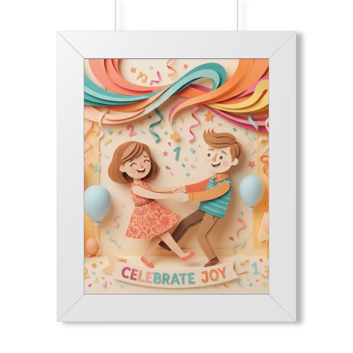 Framed Vertical Poster - Celebrate Joy Papercut Art... |...