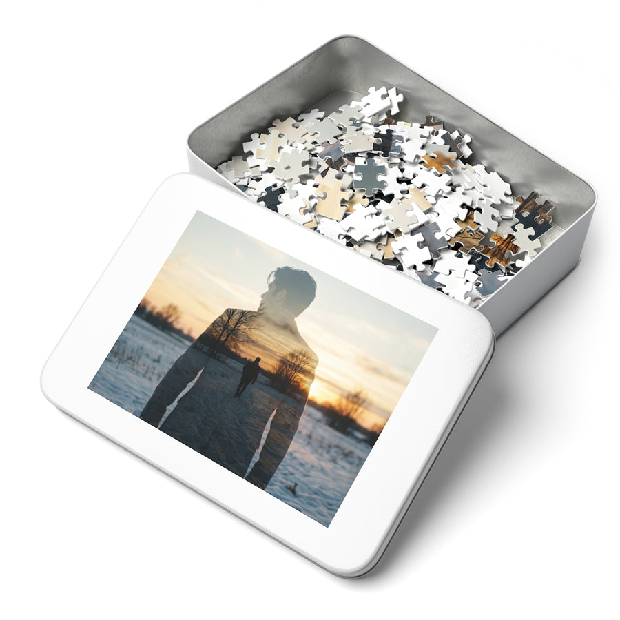 Jigsaw Puzzle with Tin - Silent Horizon Double Exposure Art (30, 110, 252, 500, 1000 & 2000 pcs)