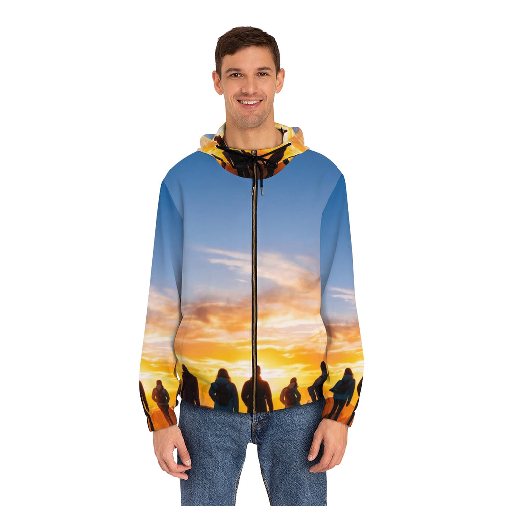 Men's Full-Zip Hoodie - Sunset Trail | Echovira Gallery