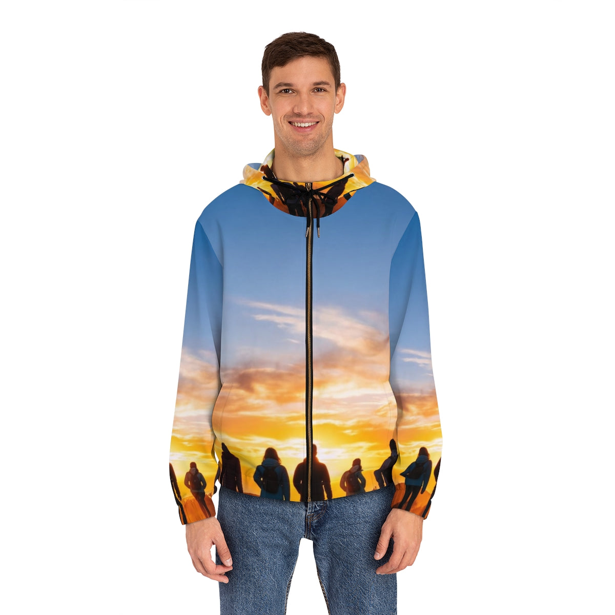 Men's Full-Zip Hoodie - Sunset Trail | Echovira Gallery