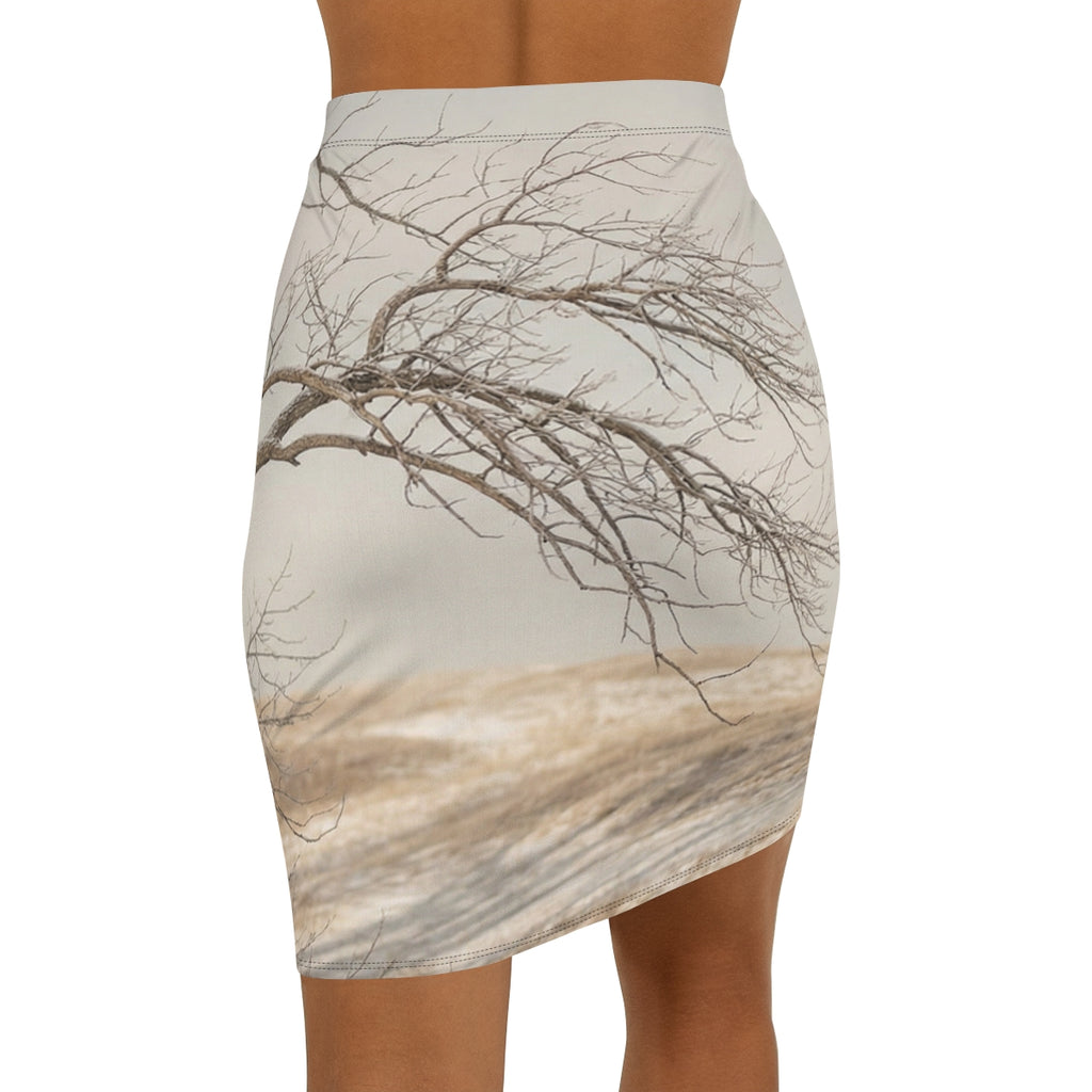 Women's Mid-Waist Pencil Skirt - Winter Branch Solitude... |...