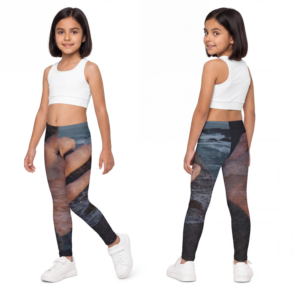 Kids Leggings Coastal Ocean Wave Art