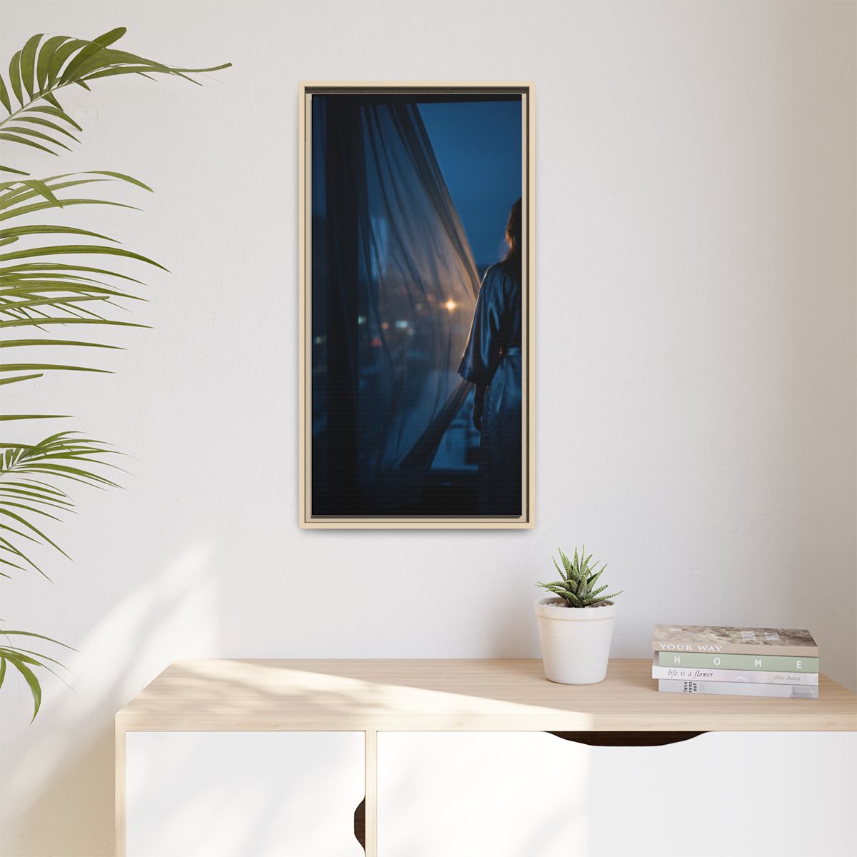 Matte Canvas, Framed - Nocturnal Solitude Silhouette —... |...
