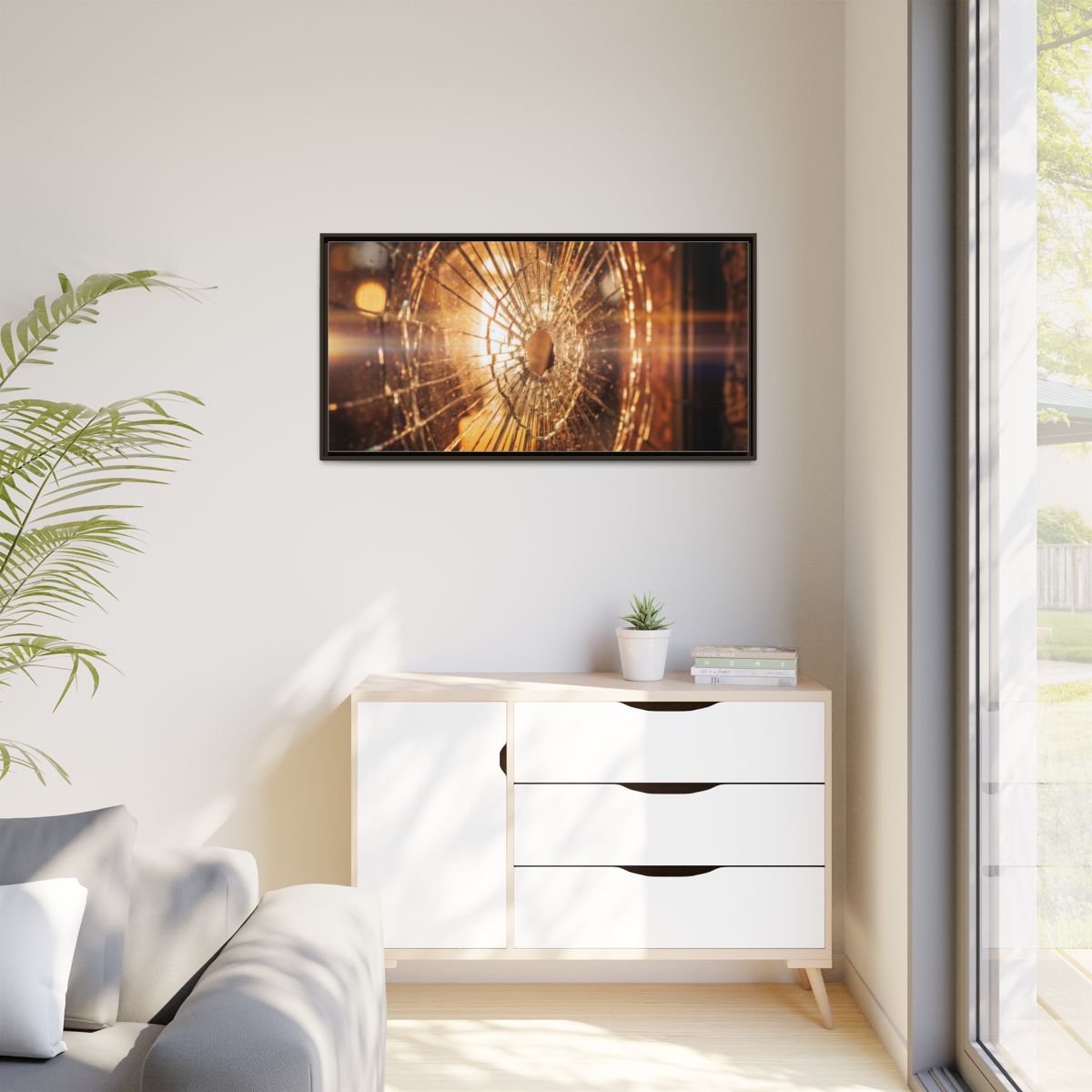 Matte Canvas, Framed - Golden Fractured Art — Espresso /......