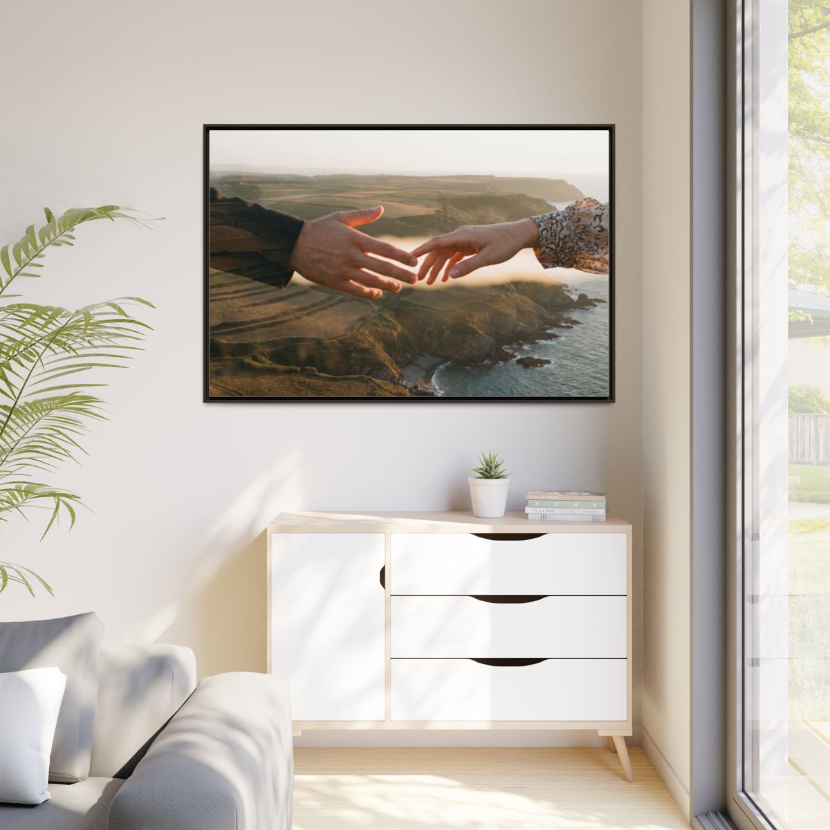 Matte Canvas, Framed - The Infinite Touch | Ethereal Coastal...
