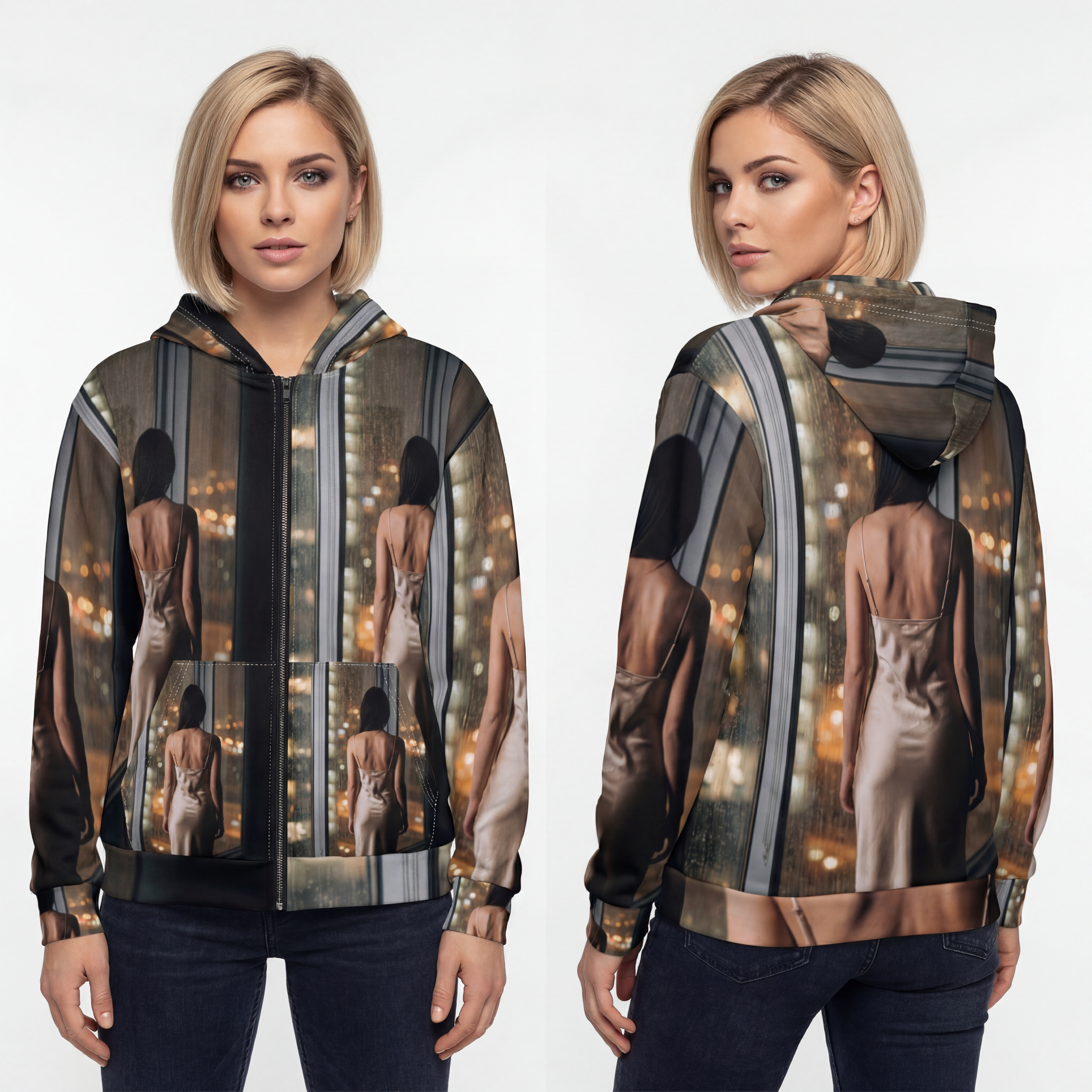 Unisex Zip Hoodie - Midnight Metropolis