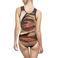 One-Piece Swimsuit with Terracotta Abstract Art