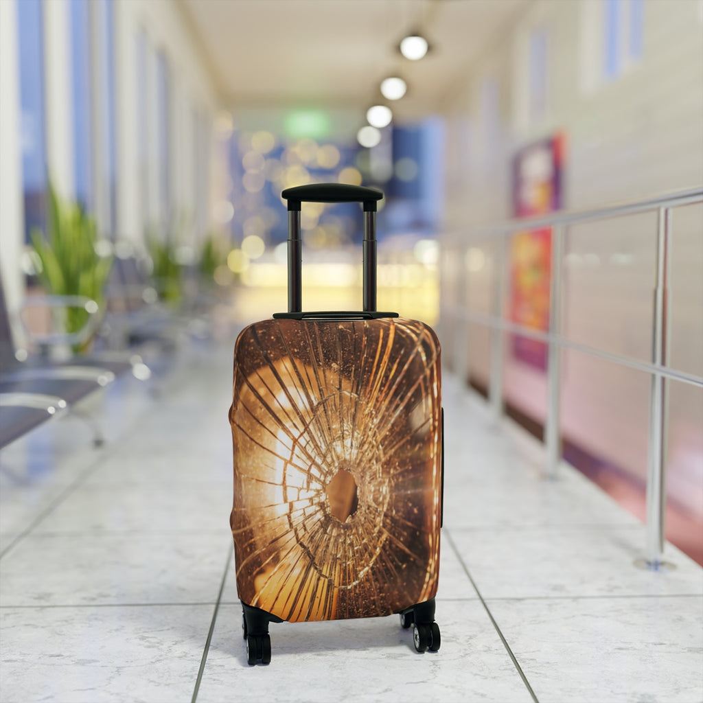 Luggage Cover - Shattered Amber Glass Art | Echovira Gallery