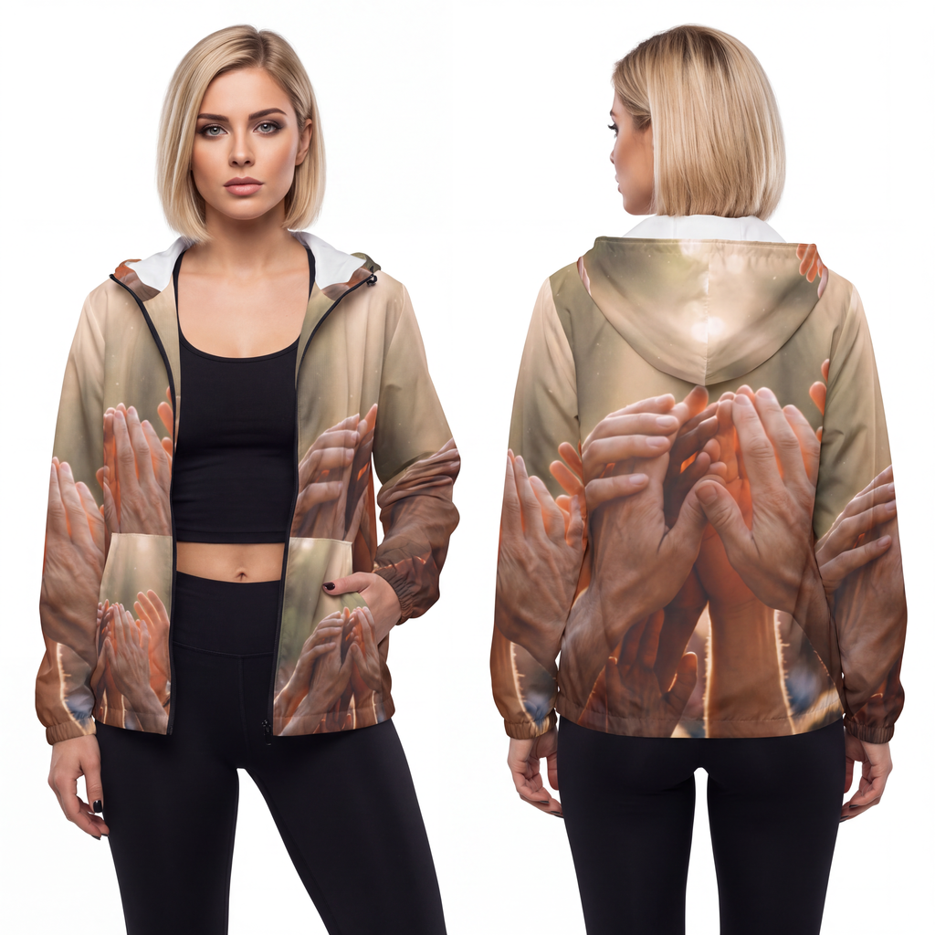 Unisex Windbreaker Jacket - Golden Rays of Unity Wall Art |...