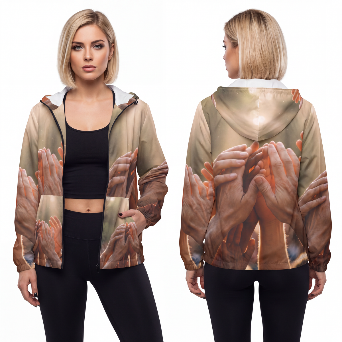 Unisex Windbreaker Jacket - Golden Rays of Unity Wall Art |...