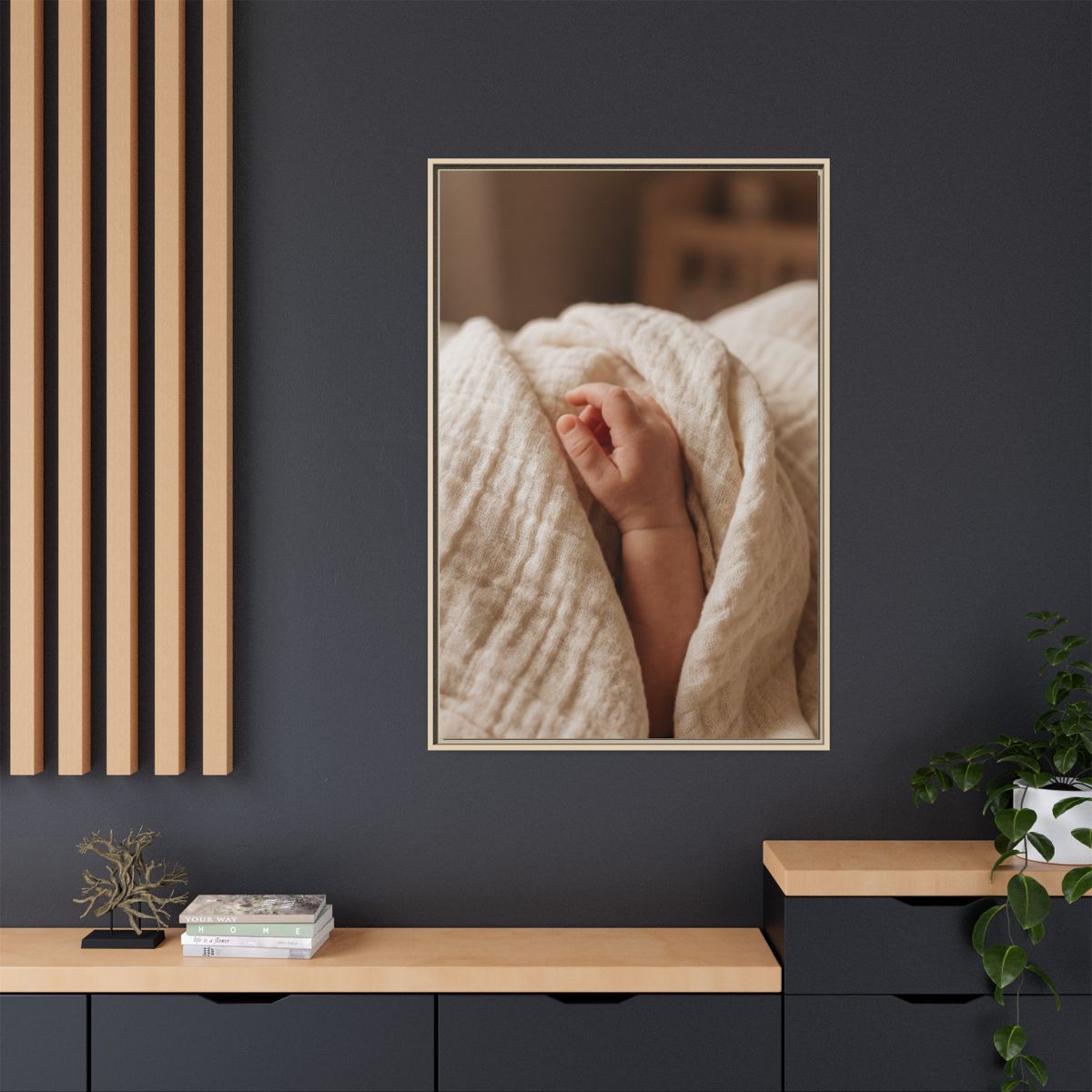 Framed Matte Canvas - Tender Newborn Hand (8×10, 9×12... |...
