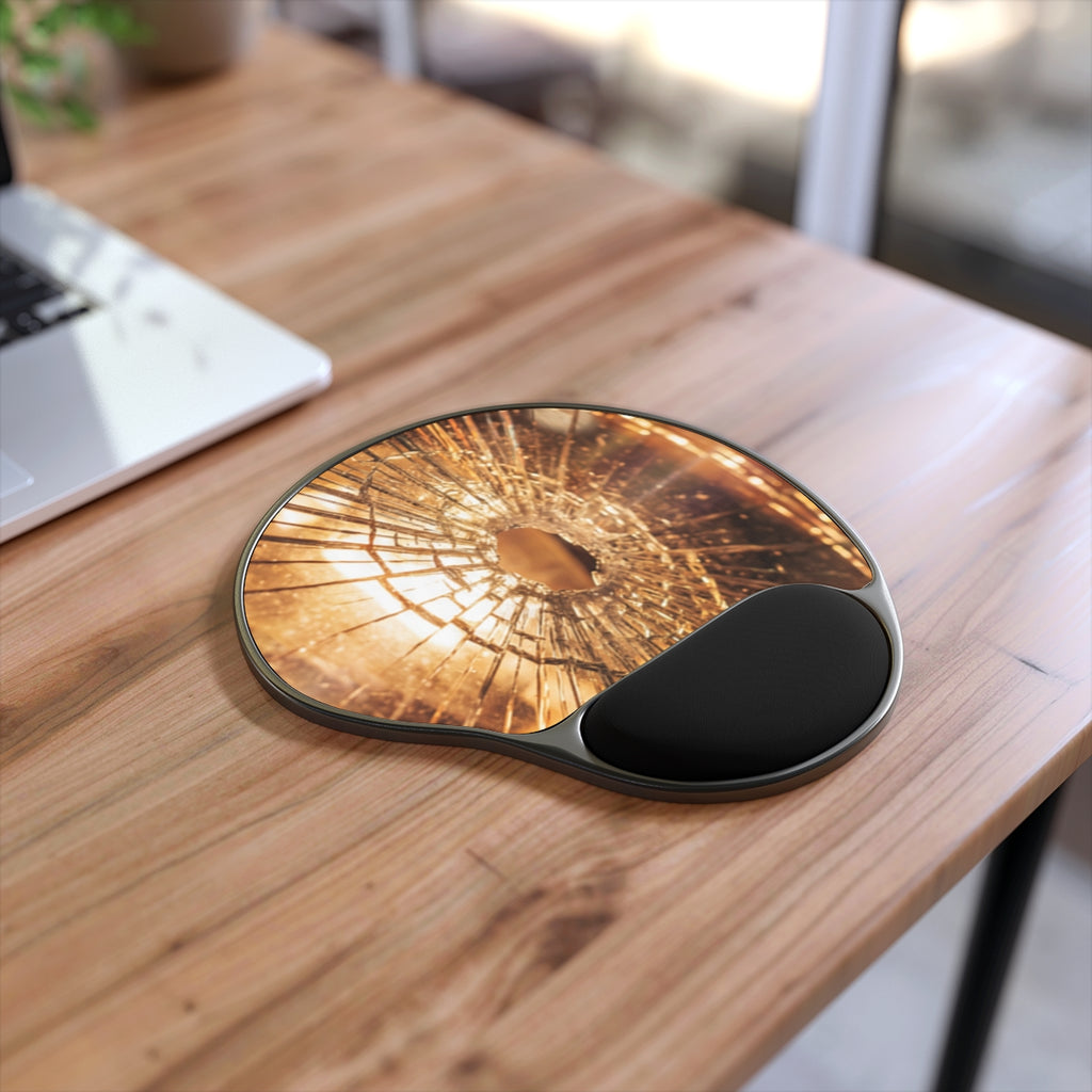Mouse Pad With Wrist Rest - Shattered Amber Light | Echovira...
