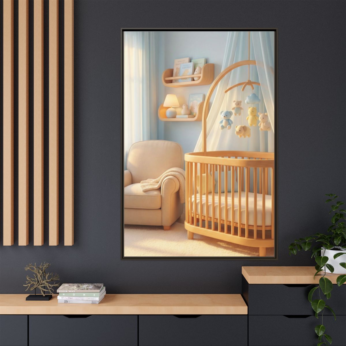 Matte Canvas, Framed - Dreamy Serene Nursery Art — Espresso...