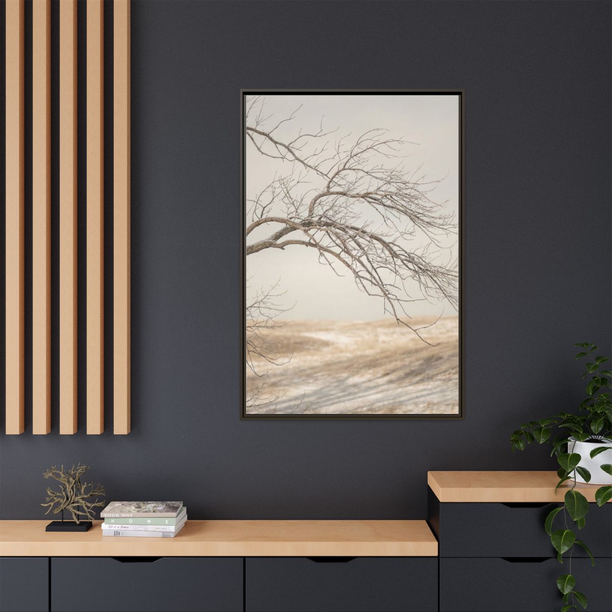 Matte Canvas, Framed - Winter Branch Solitude Landscape —......