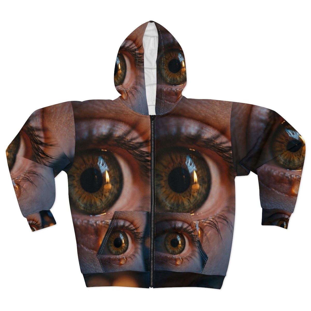 Unisex Kapuzenjacke mit Reißverschluss – Filmisches Augen-Design