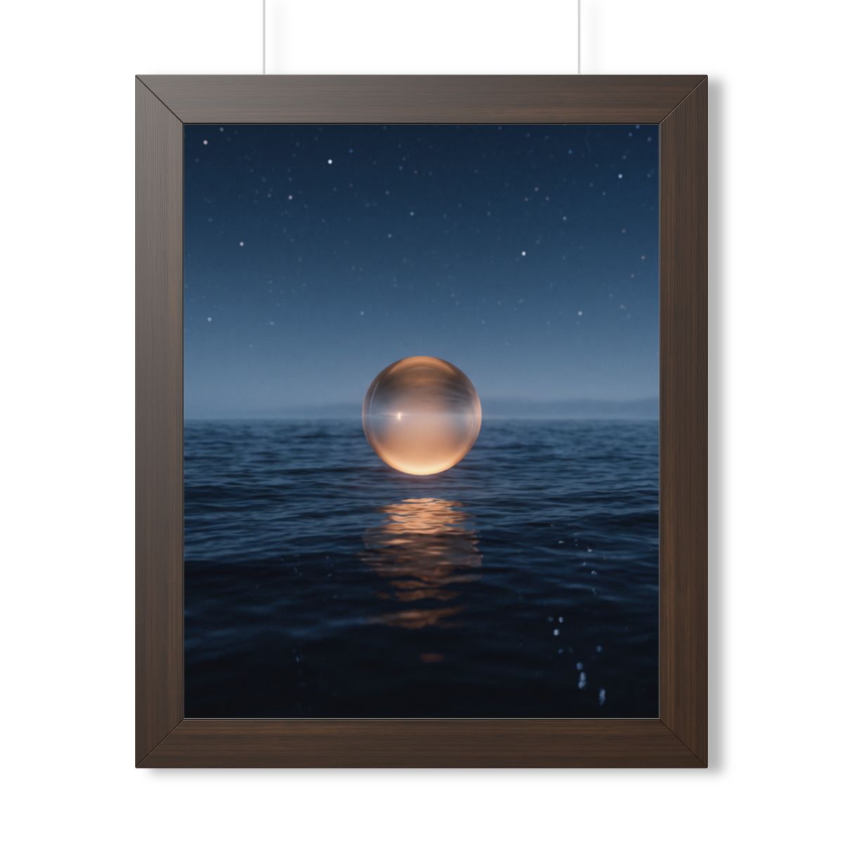 Framed Vertical Poster - Glowing Ocean Horizon — Walnut... |...