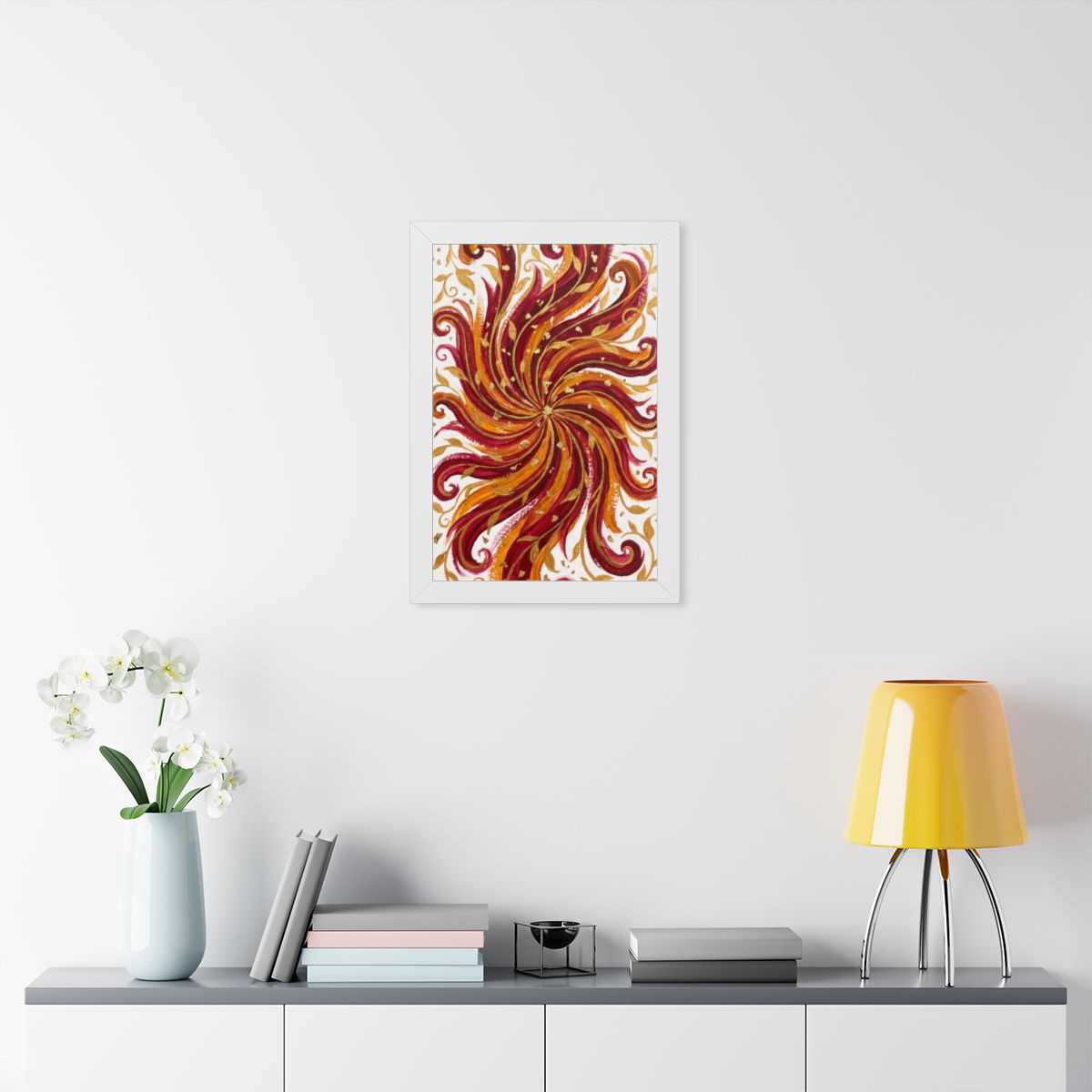 Framed Vertical Poster - Gilded Solstice Art — White (11×14...