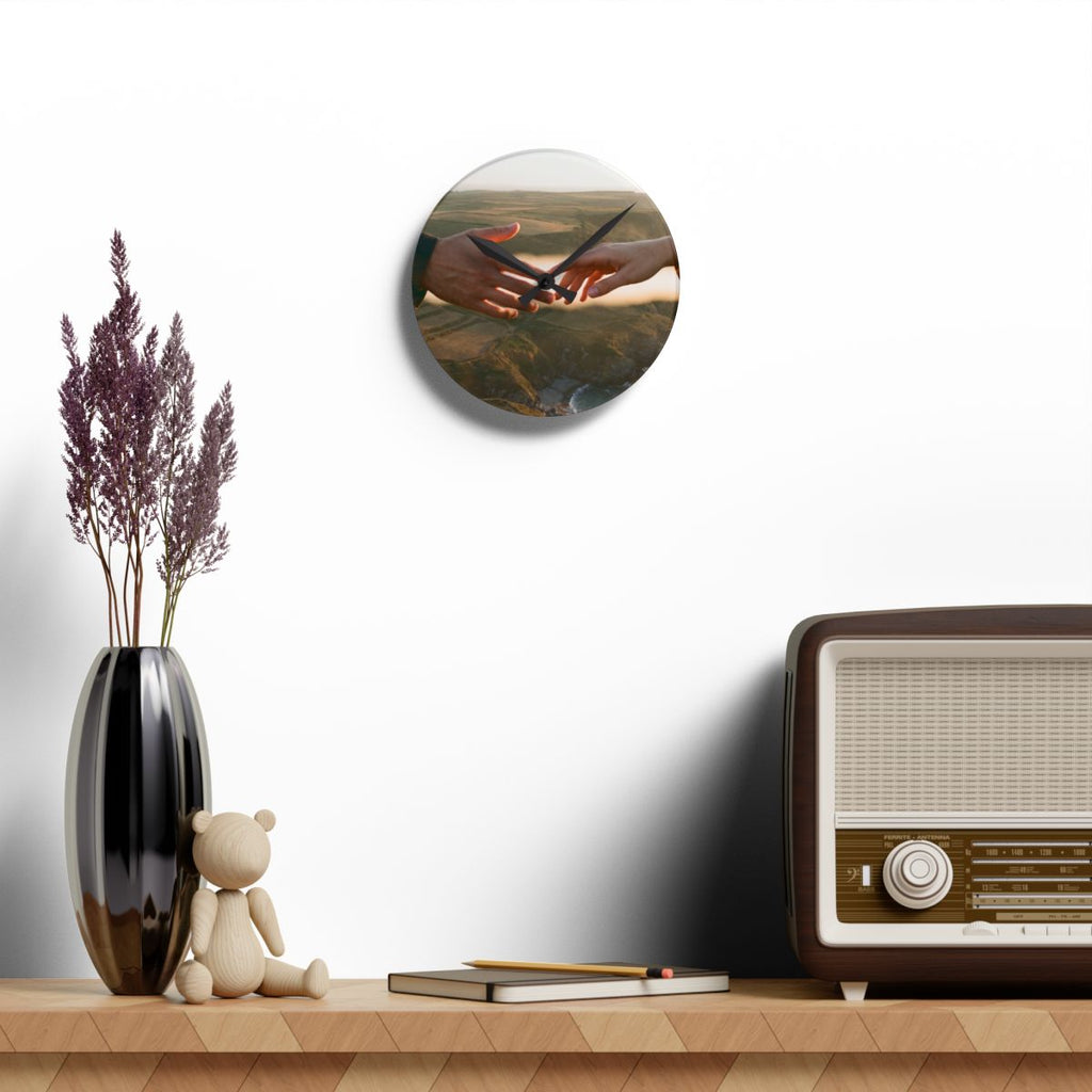 Acrylic Wall Clock - The Infinite Touch | Ethereal Coastal...