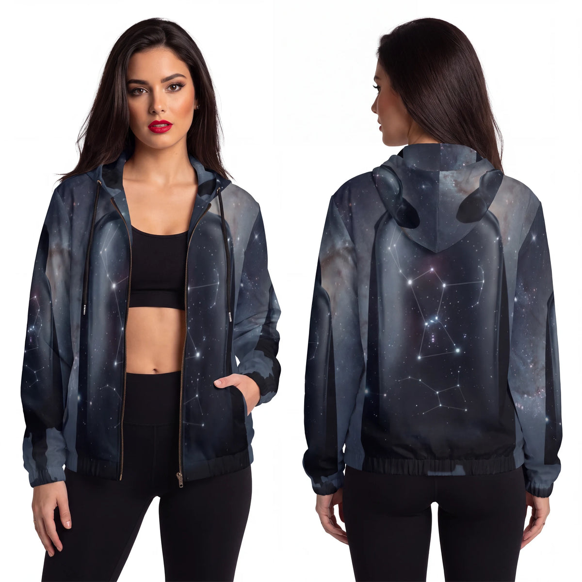 Women's Full-Zip Hoodie Orion Constellation Art