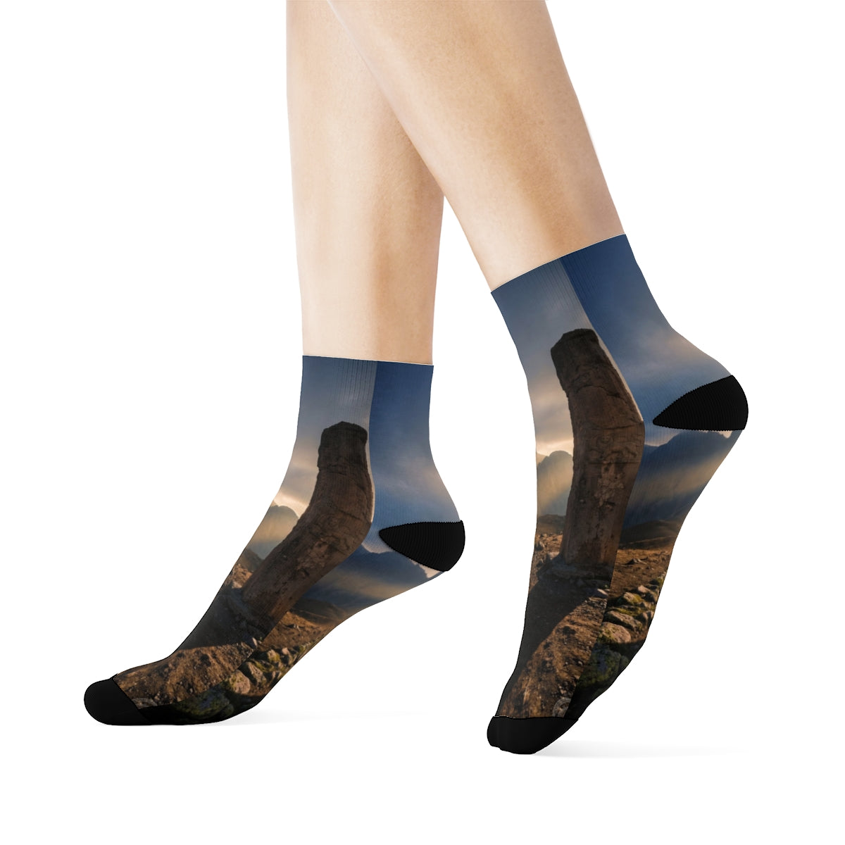 Crew Socks - Ancient Monolith Landscape Wall Art | Echovira...