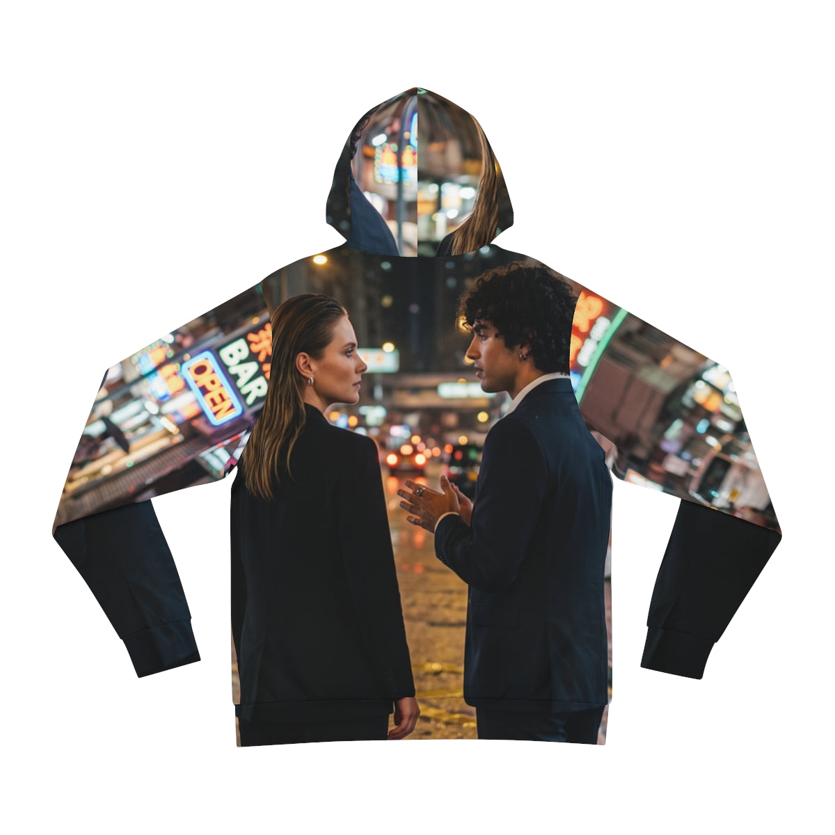 Fashion Hoodie - Midnight Protocol - Cinematic Cyberpunk Art...