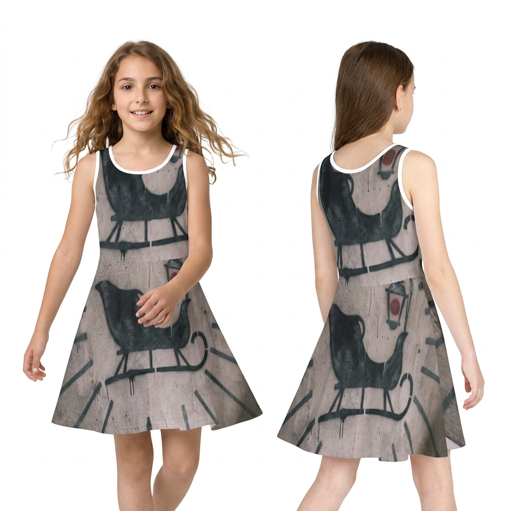 Girls' Sleeveless Sundress Vintage Sleigh Art