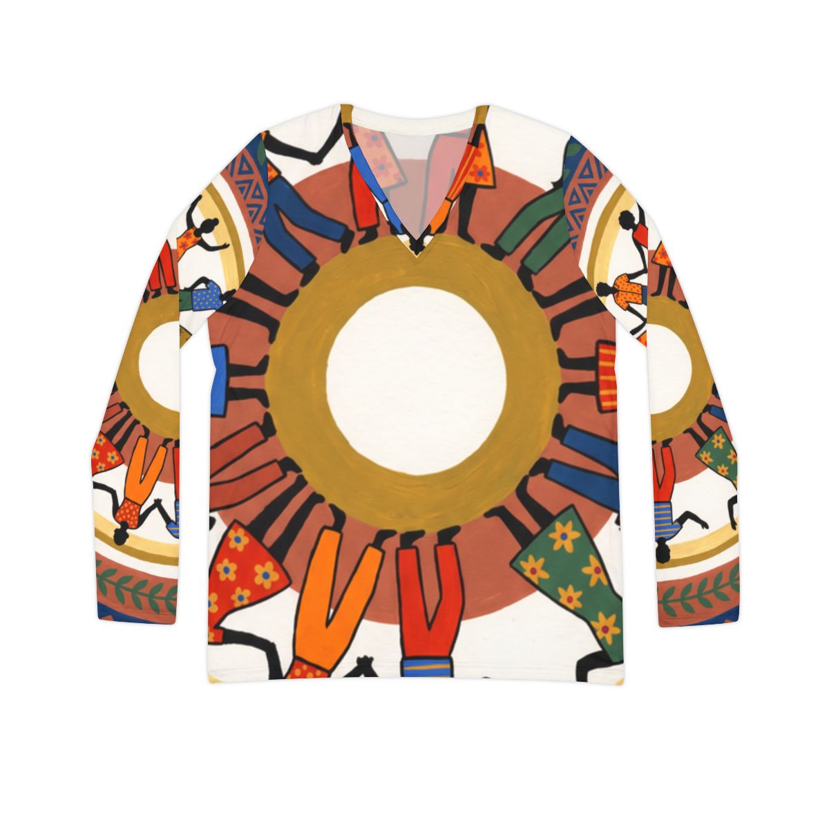 Women's Long Sleeve V-Neck - Unity Mandala | Echovira...
