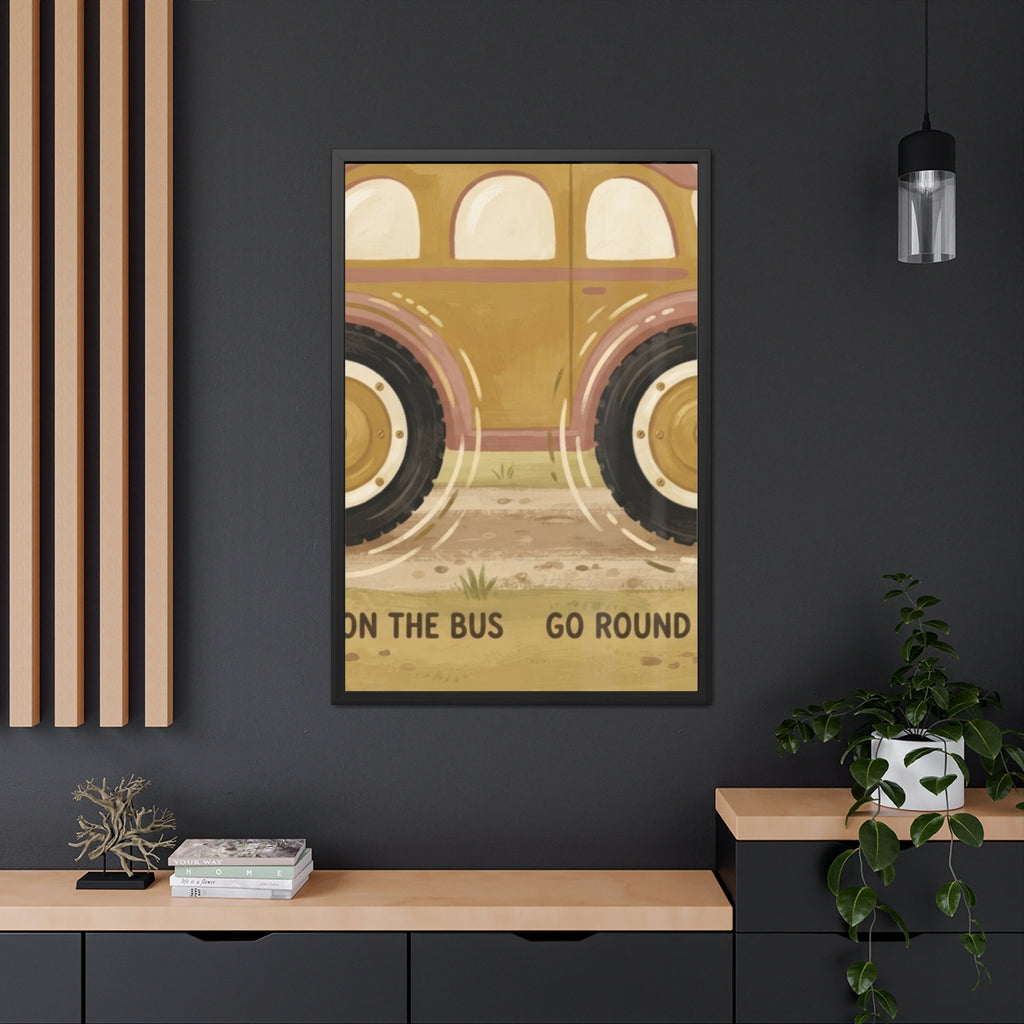 Framed Poster - Vintage Wheels on the Bus — Portrait (8×12...