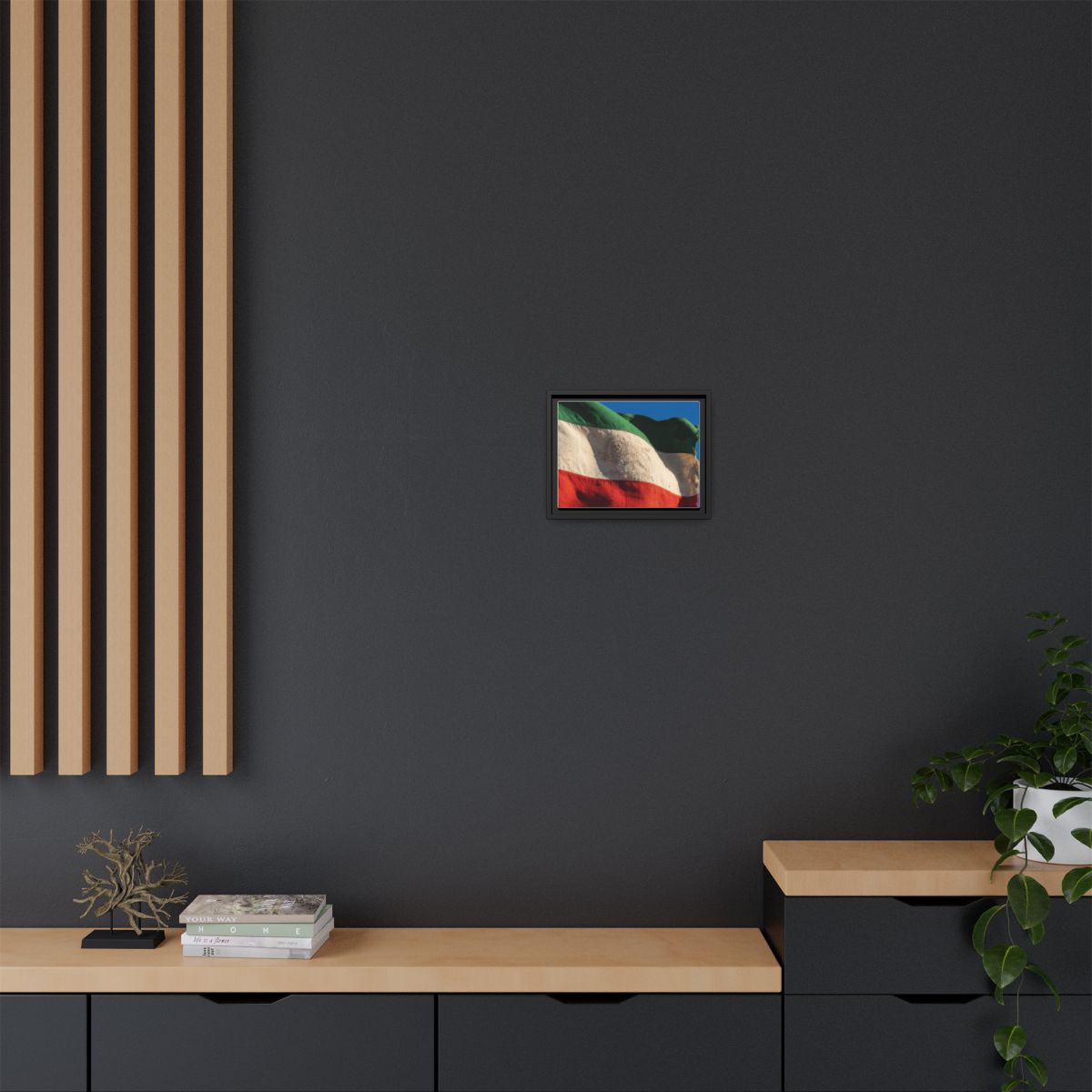 Framed Canvas Art - Distressed Flag — Black / 1.25"