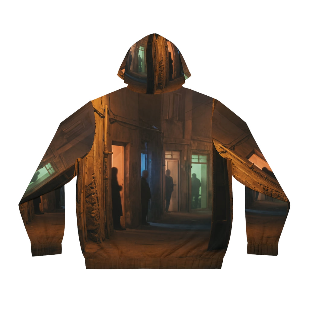 Men's Full-Zip Hoodie - Shadowed Alleyway Mystery Art Print...