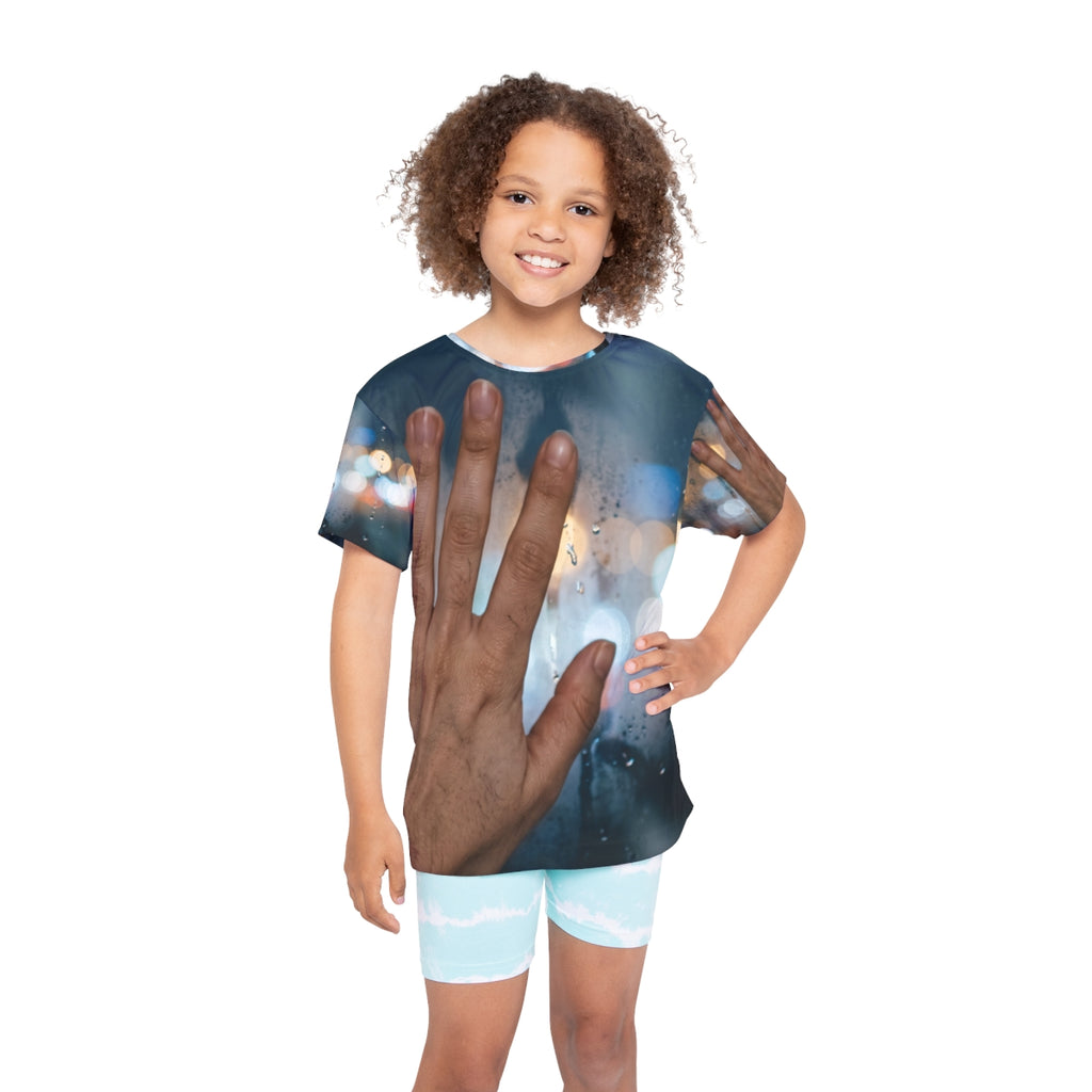 Kids Sports Jersey with Rainy City Window Art