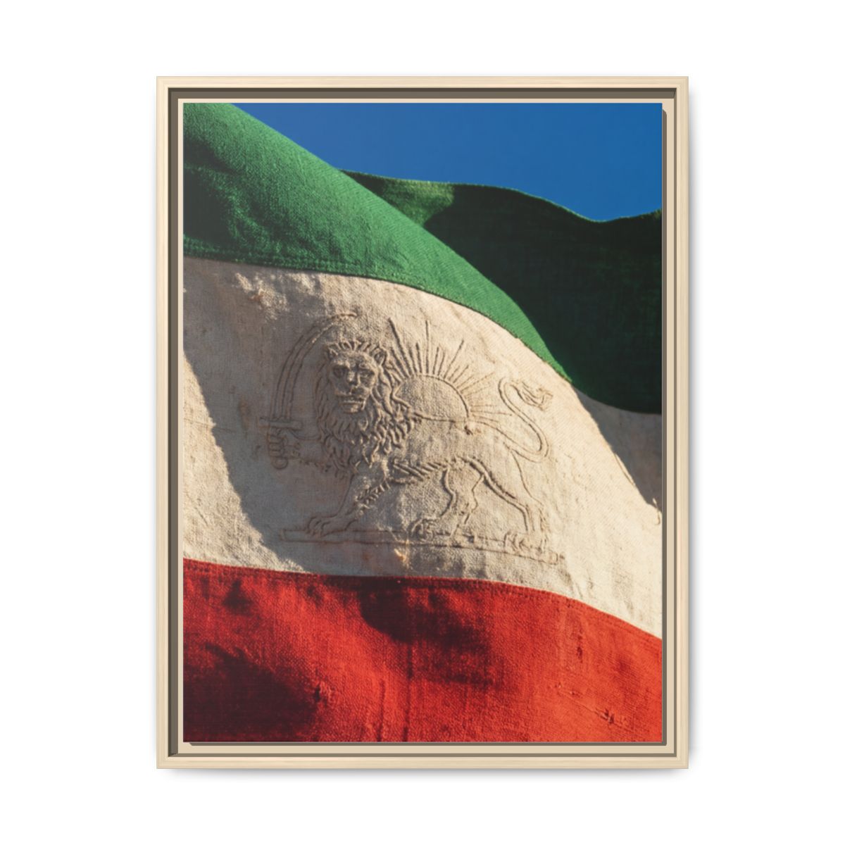 Framed Canvas Art - Distressed Flag — Natural / 1.25"