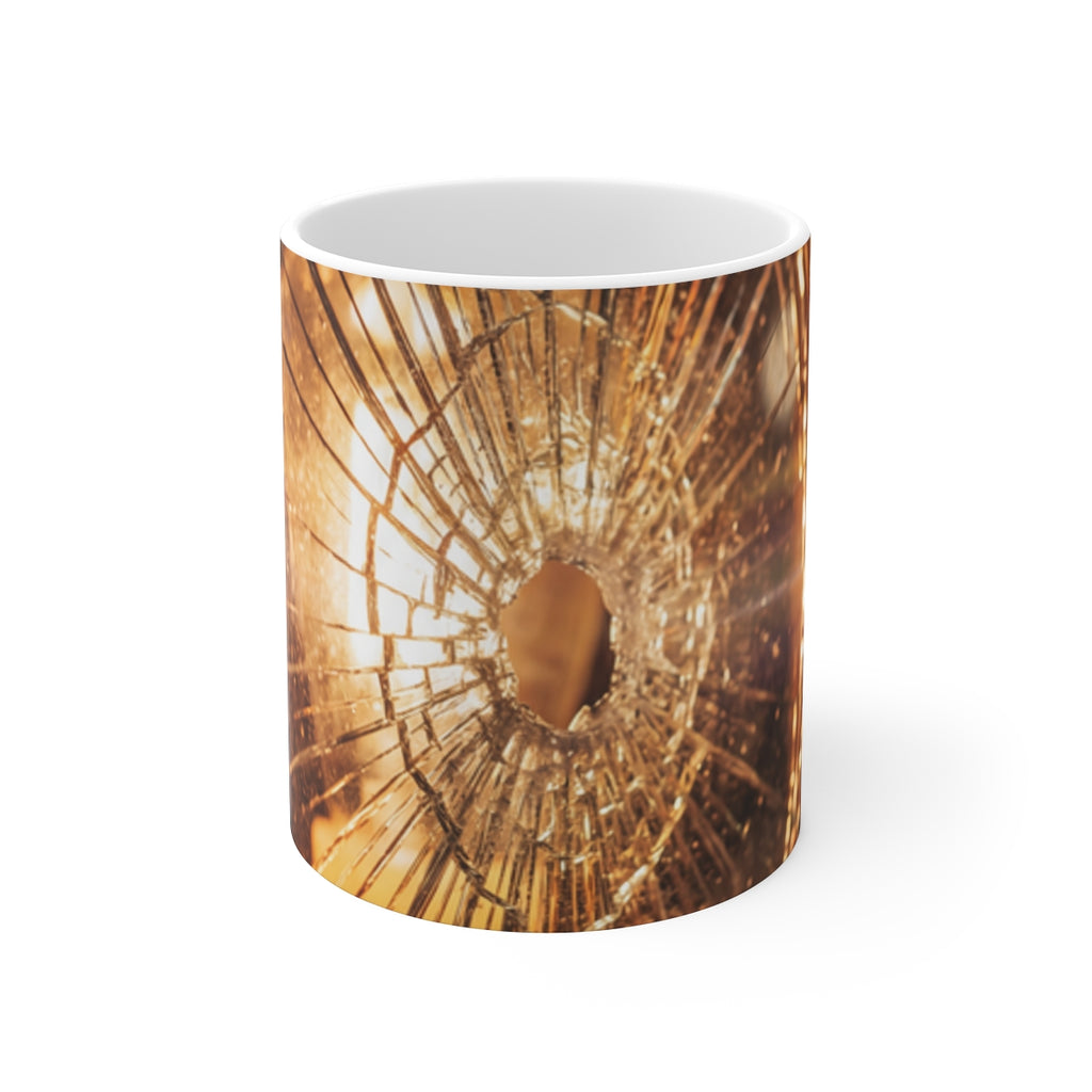 11oz White Mug - Shattered Amber Glow