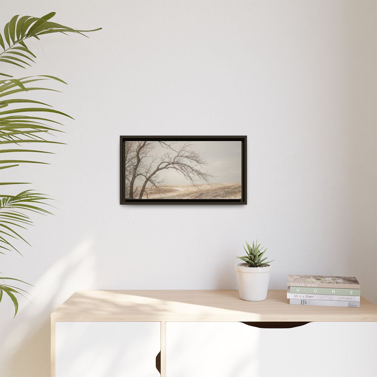 Matte Canvas, Framed - Winter Branch Solitude Landscape —......