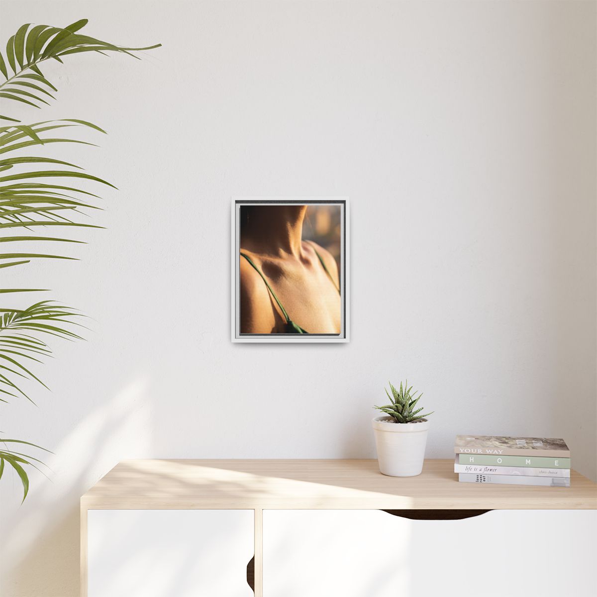 Golden Hour Matte Canvas - Framed Sunset Wall Art — White /...