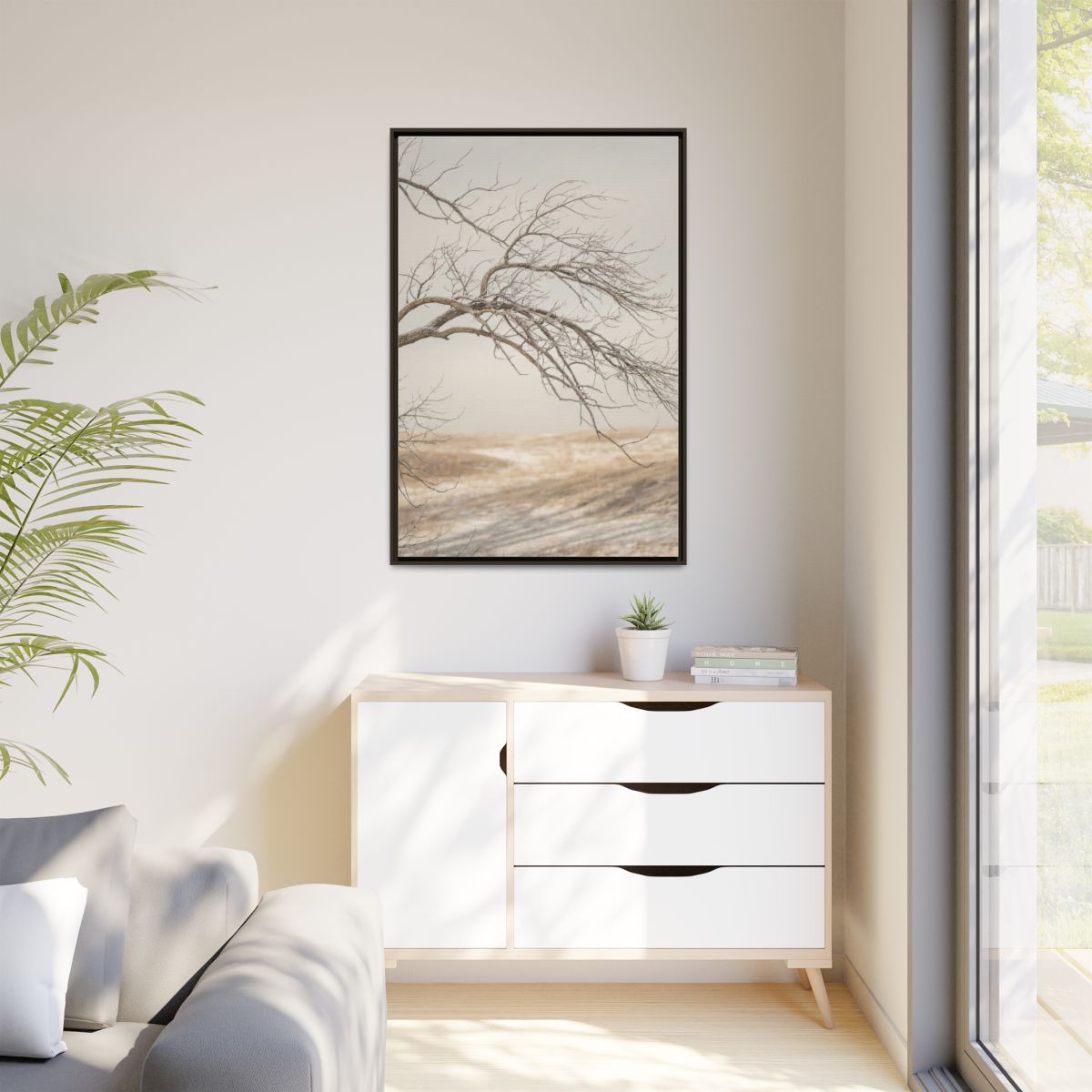 Matte Canvas, Framed - Winter Branch Solitude Landscape —......