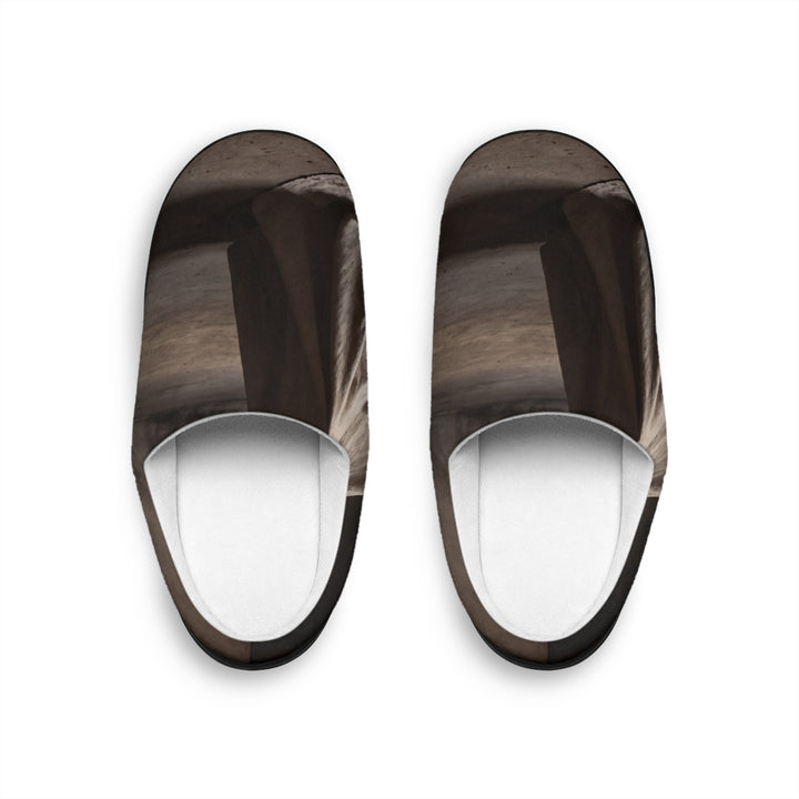 Women's Indoor Slippers - Draped Silence Still Life Art - Shadowed Sanctuary
