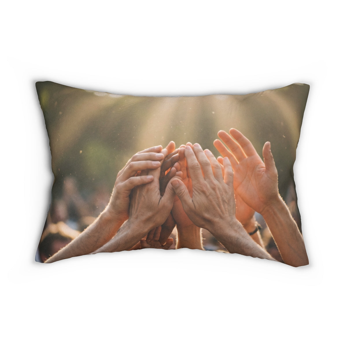 Spun Polyester Lumbar Pillow - Golden Rays of Unity Wall Art...