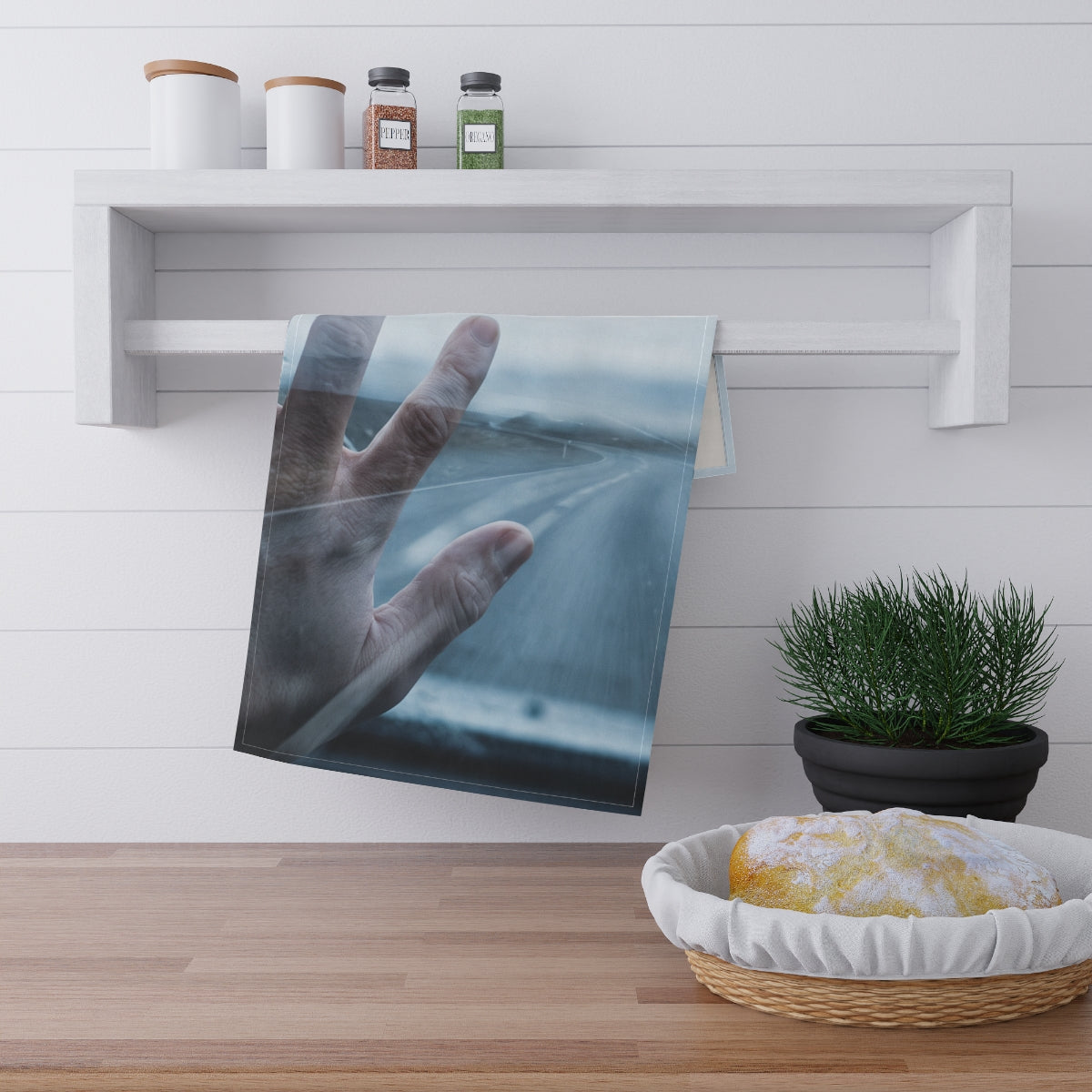 Tea Towels - Rainy Road Trip Horizon | Echovira Gallery