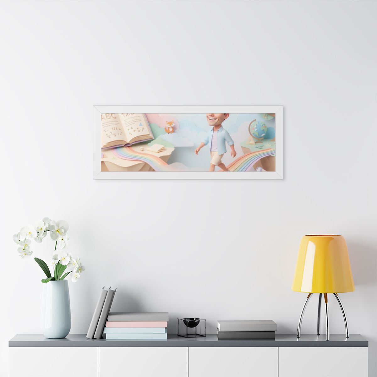 Framed Horizontal Poster - Rainbow Odyssey — White (14×11......