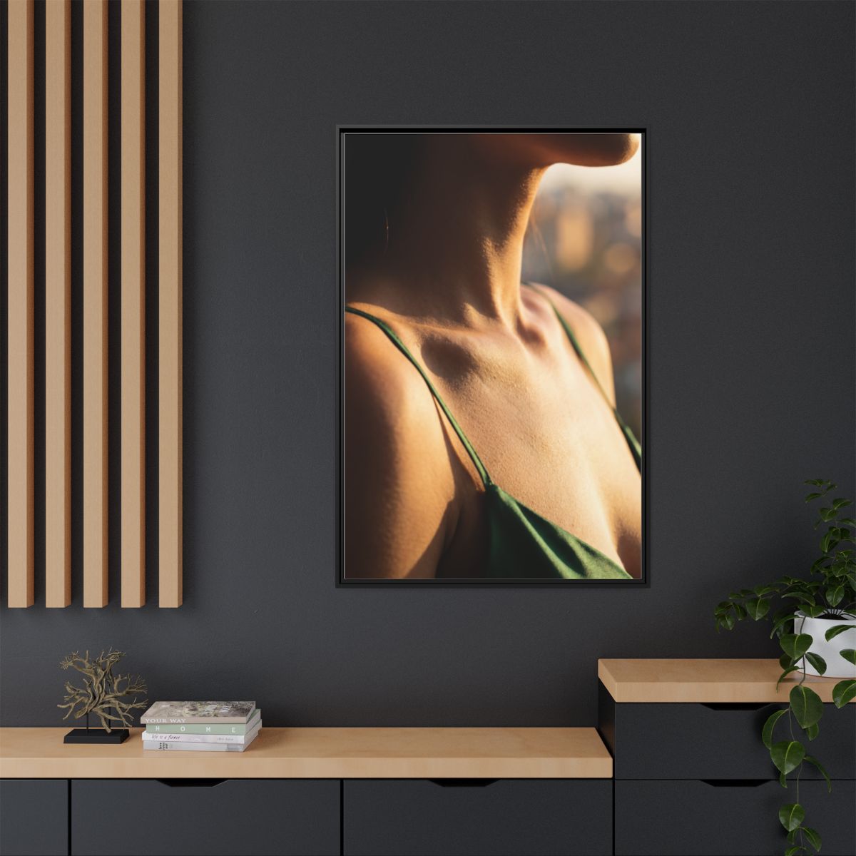 Golden Hour Matte Canvas - Framed Sunset Wall Art — Black /...