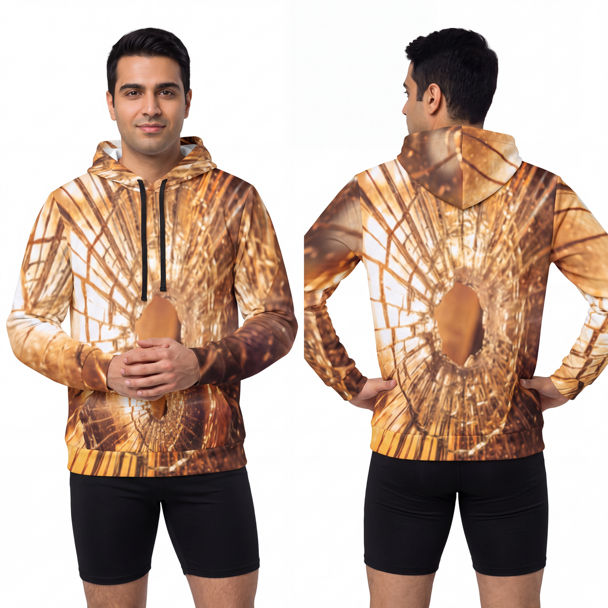 Men's Athletic Hoodie - Shattered Gold Streetwear | Echovira...