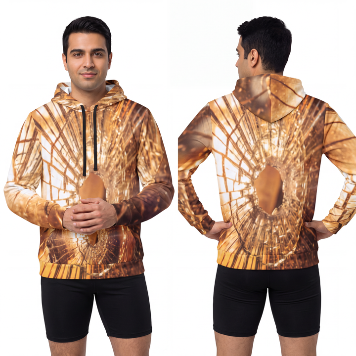 Men's Athletic Hoodie - Shattered Gold Streetwear