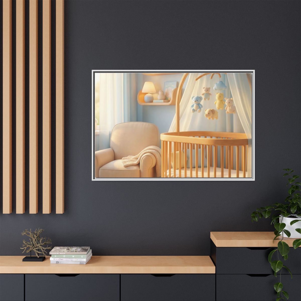 Matte Canvas, Framed - Dreamy Serene Nursery Art — White /...